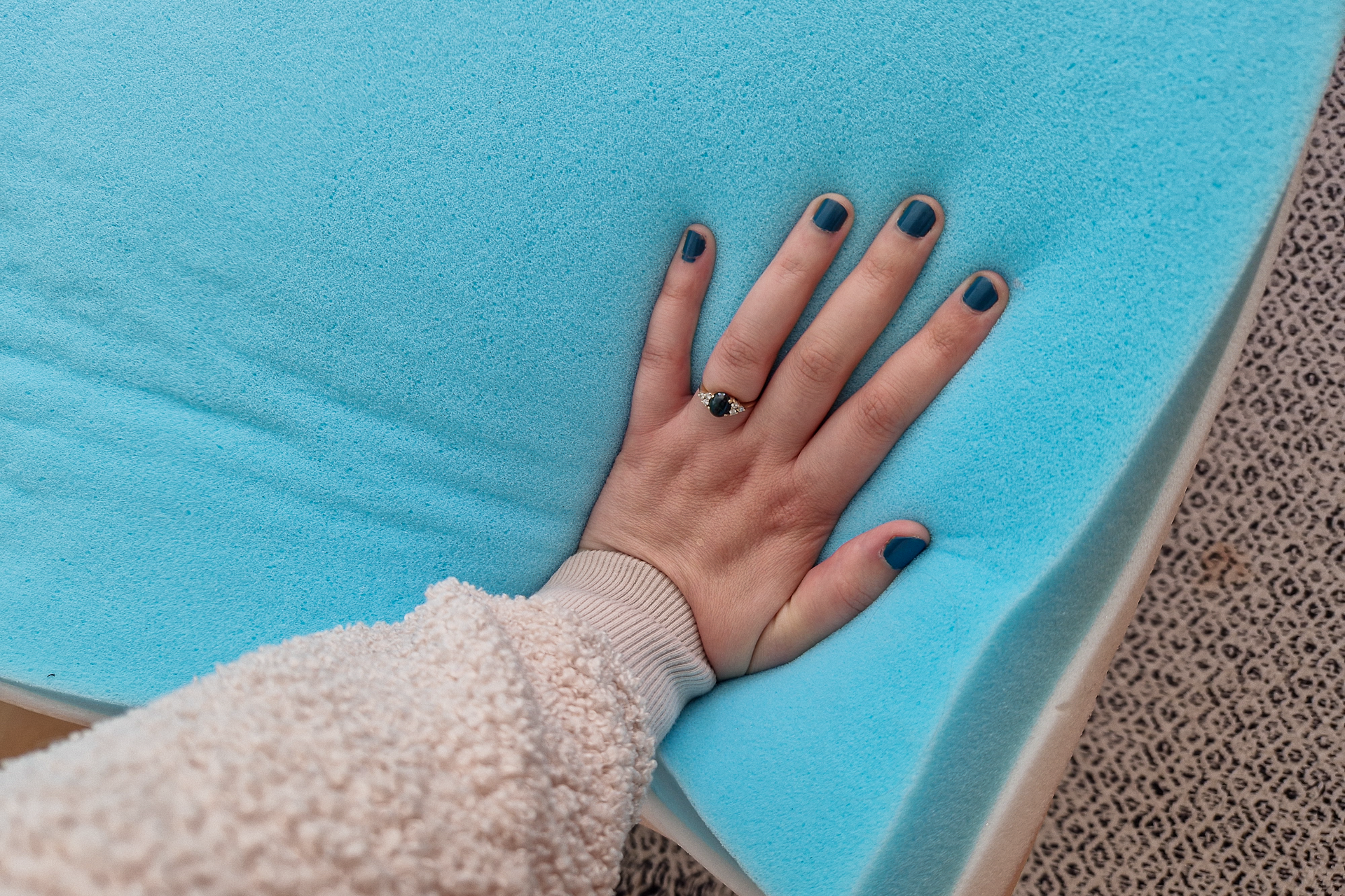 pressing Emma mattress foam layers